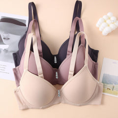 3pcs Solid T Shirt Bra Comfy & Breathable Push Up Bra Women's Lingerie