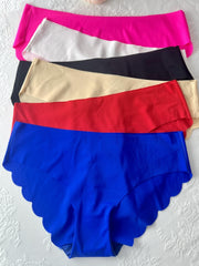 6 Pcs Women's Scallop Trim Bikini Panties Mid Low Waist Lingerie
