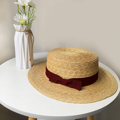 Red Decoration Belt Straw Hat Beach Hat For Men&Women