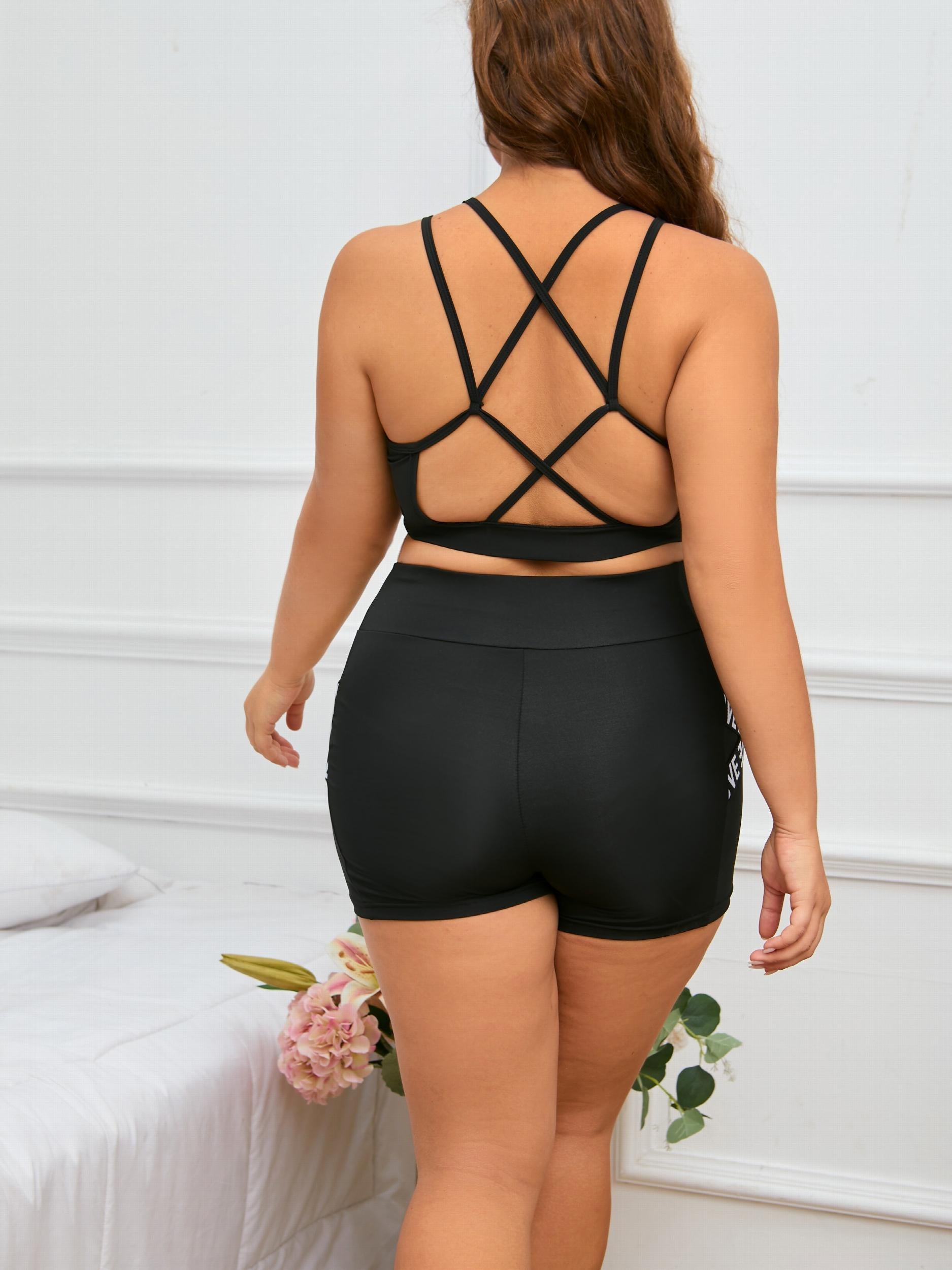 Sports Shorts Cross Letter High Waist Yoga Shorts