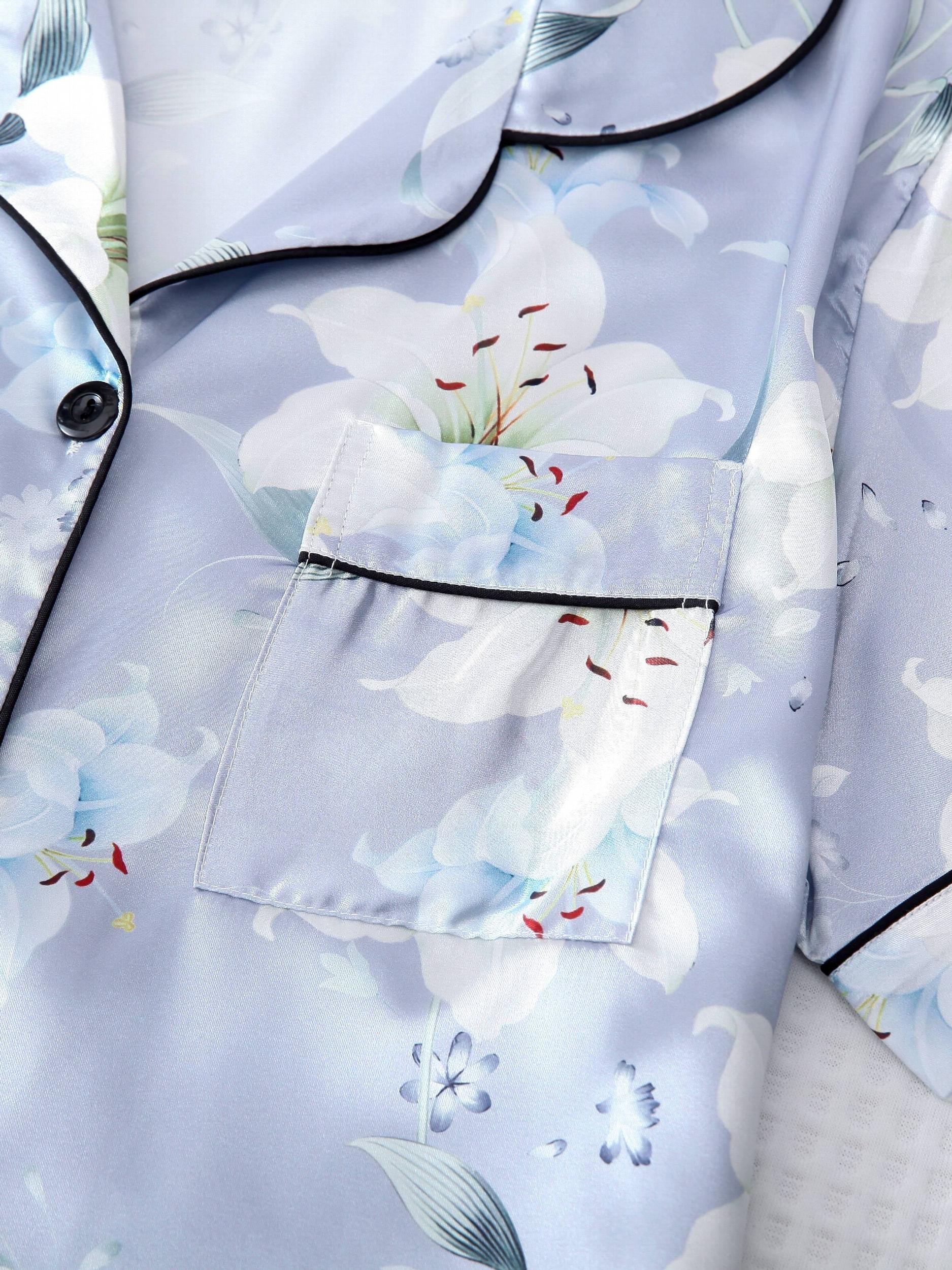 Floral Print Pajama Set Short Sleeve & Shorts