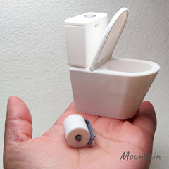 1:12 Scale Mini Toilet Set with Tissue Holder for Dollhouse Bathroom Decor