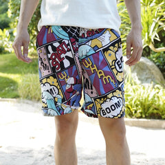 Comics Pattern Men's Swim Trunks Quick Dry Beach Shorts