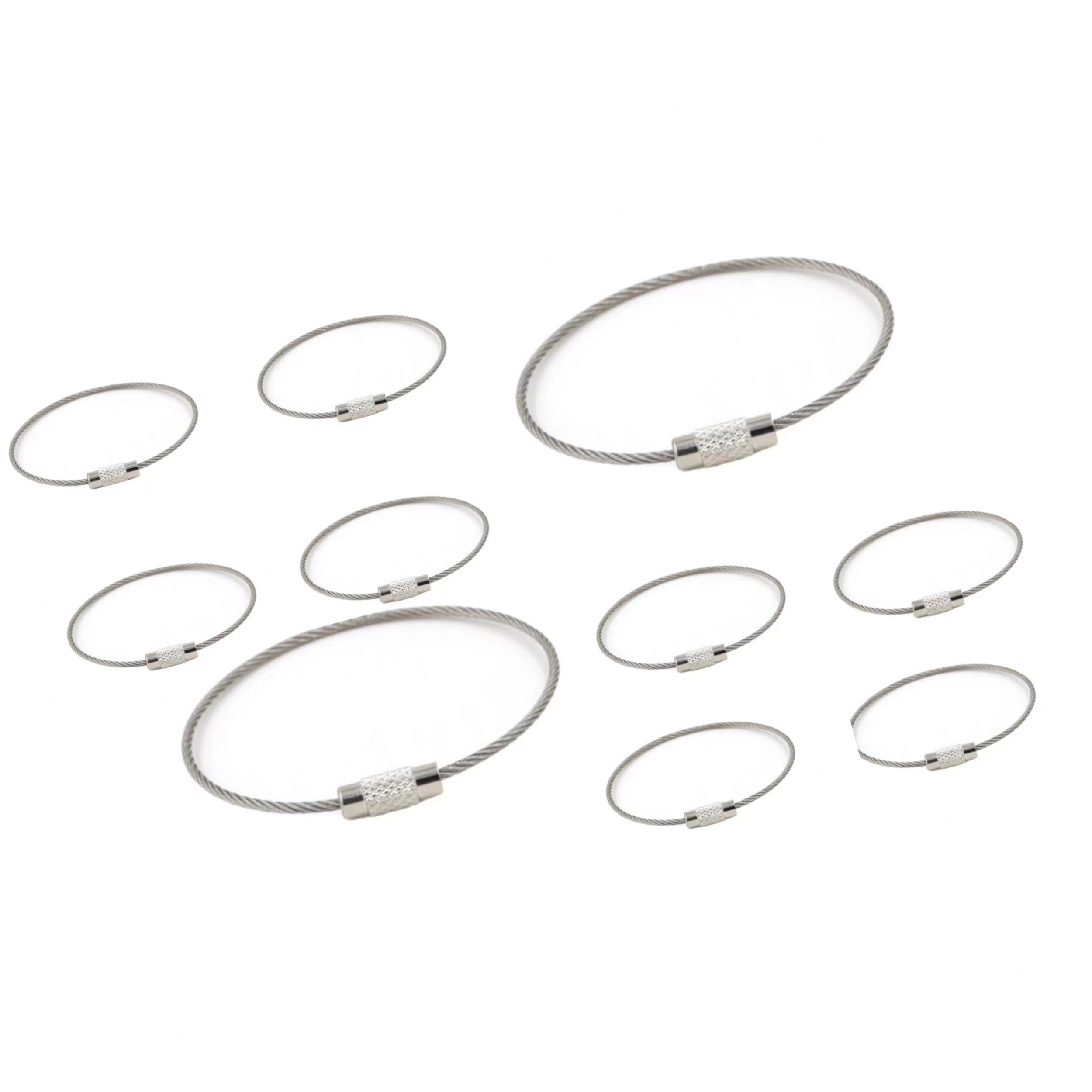 10pcs Stainless Steel Wire Keychain for Camping Hiking
