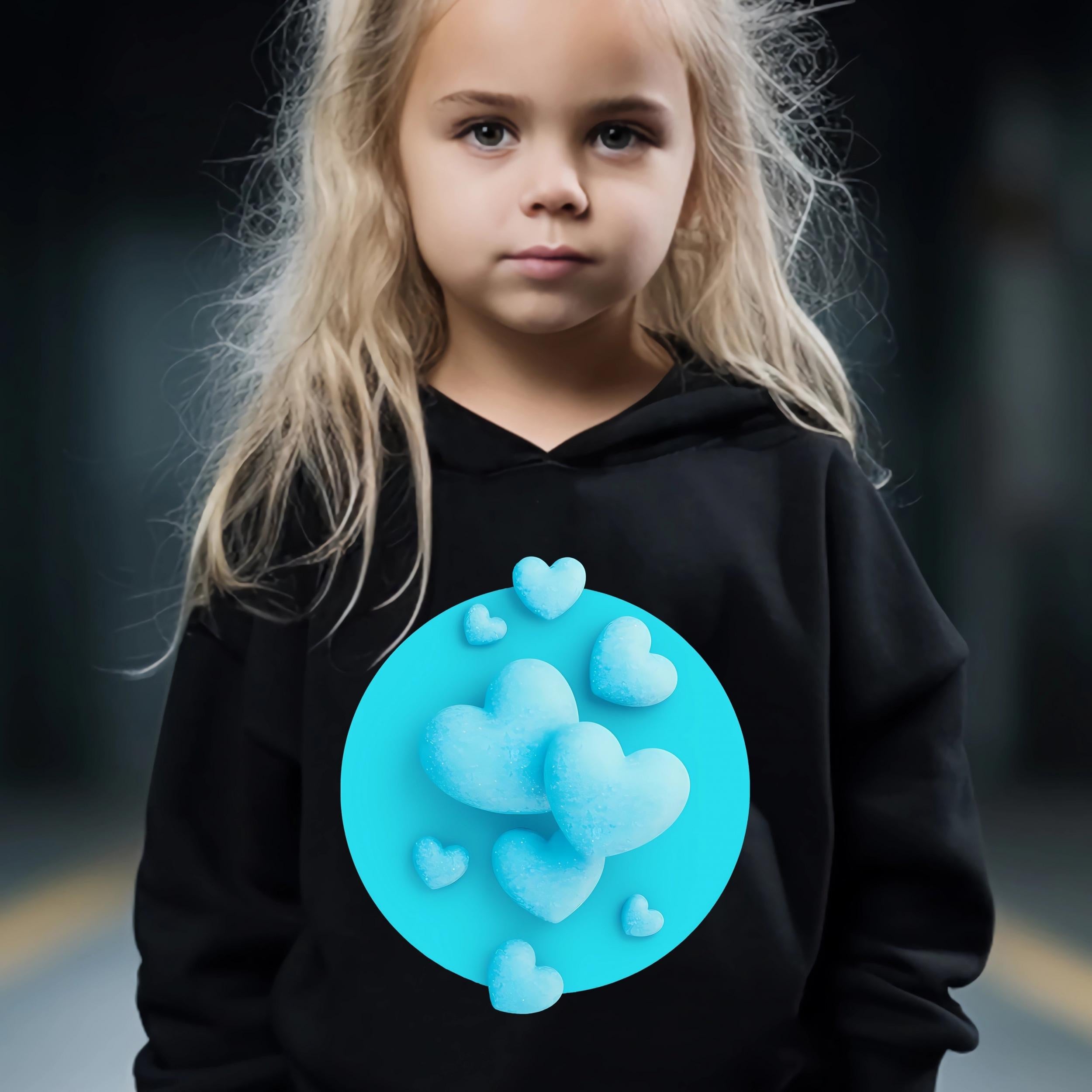 2pcs Heart Graphic Hoodies Pants Set Girls