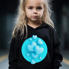 2pcs Heart Graphic Hoodies Pants Set Girls