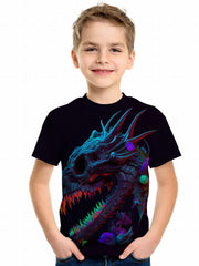 Dragon Skull 3D Print Boys Tee Short Sleeve Crew Neck T-shirt Kids Outdoor