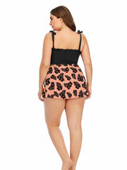 Colorblock Sunflower Bikini Set Ribbed Tank & Brief Swimsuit