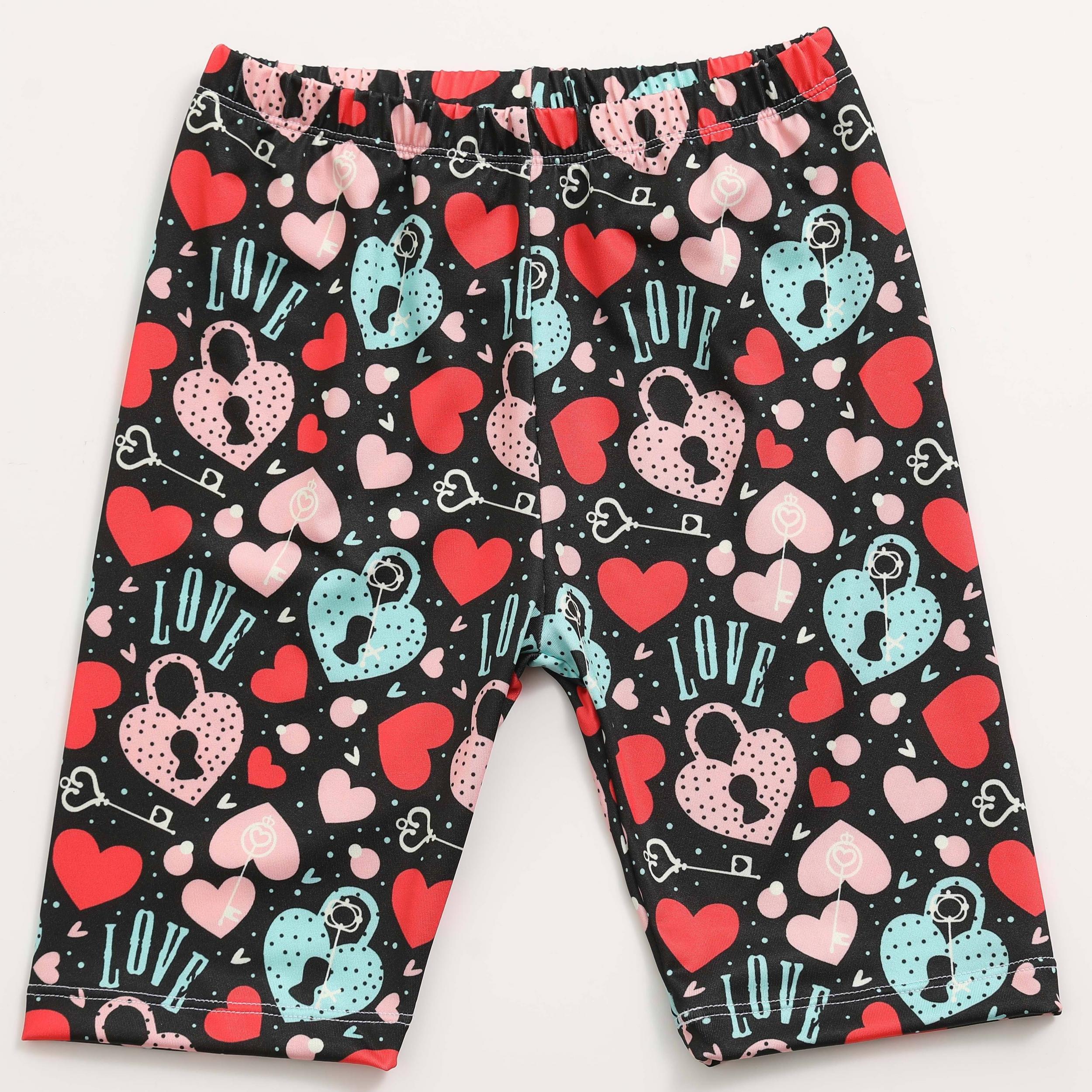 Toddler Girls Heart Pattern Dance Shorts Breathable Stretchy Safety
