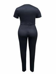 Women's Plus Graphic & Letter Print Short Sleeve Top & Leggings Set