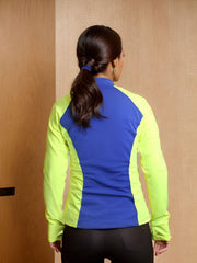 Sporty Top Long Sleeves Contrast Running Half Sleeves Round Neck