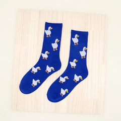 Duck Pattern Elastic Mid Tube Socks Women's Stockings