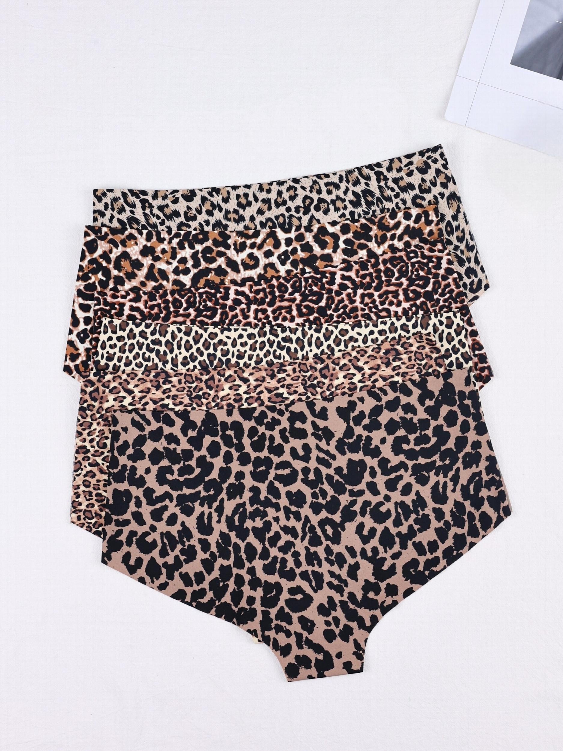 6pcs Leopard Print Briefs Comfy & Breathable Intimates Panties