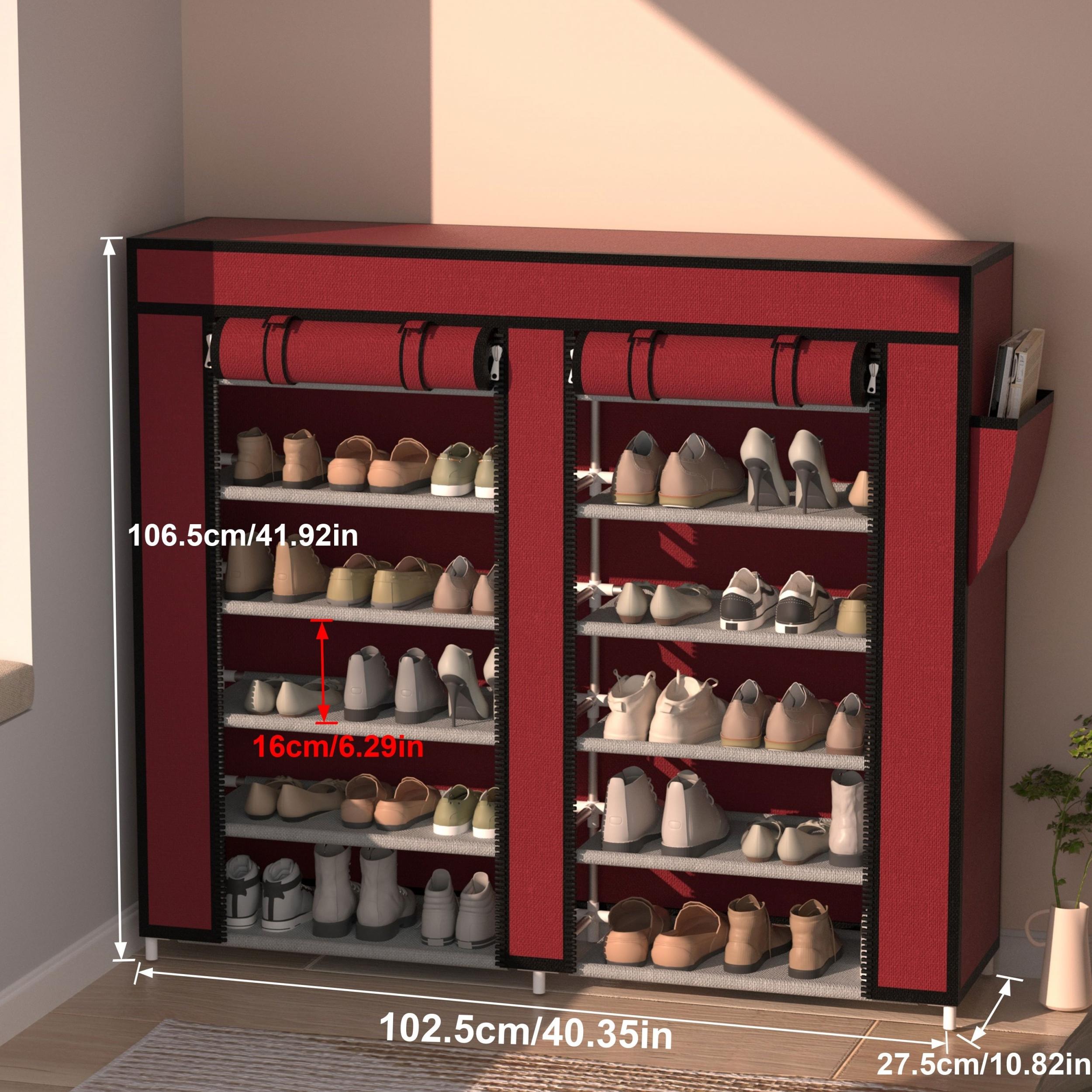 KYHK Shoe Storage Rack with Dustproof Cover, Removable Shelf - Bedroom Closet