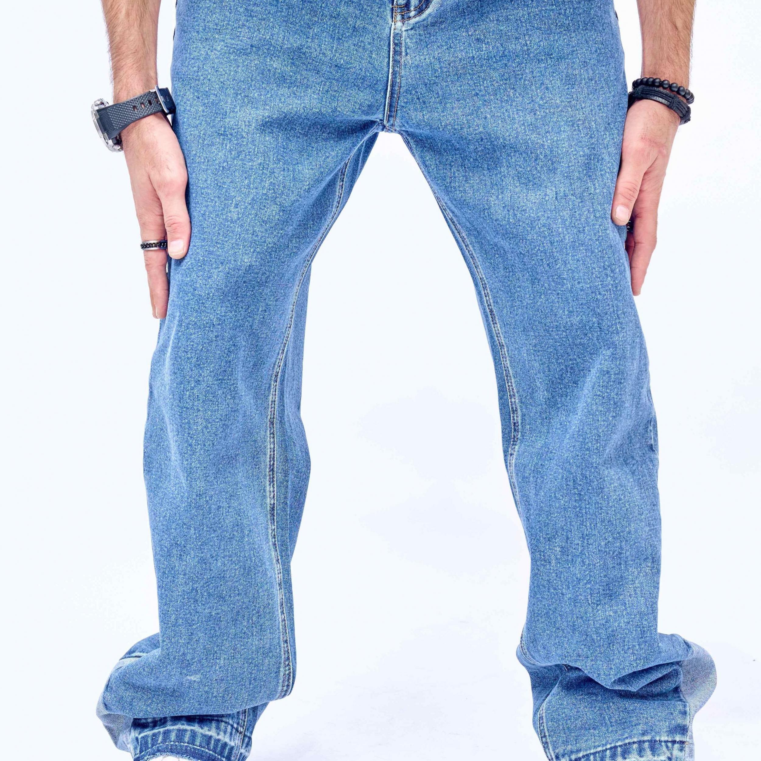 Men's Distressed Destroyed Washed Denim Jeans Straight Fit