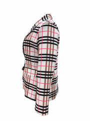 Women's Plus Plaid Print Long Sleeve Blazer