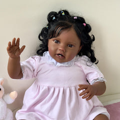 24" Reborn Doll Soft Vinyl Handrooted Curly Hair Dress Up Toy