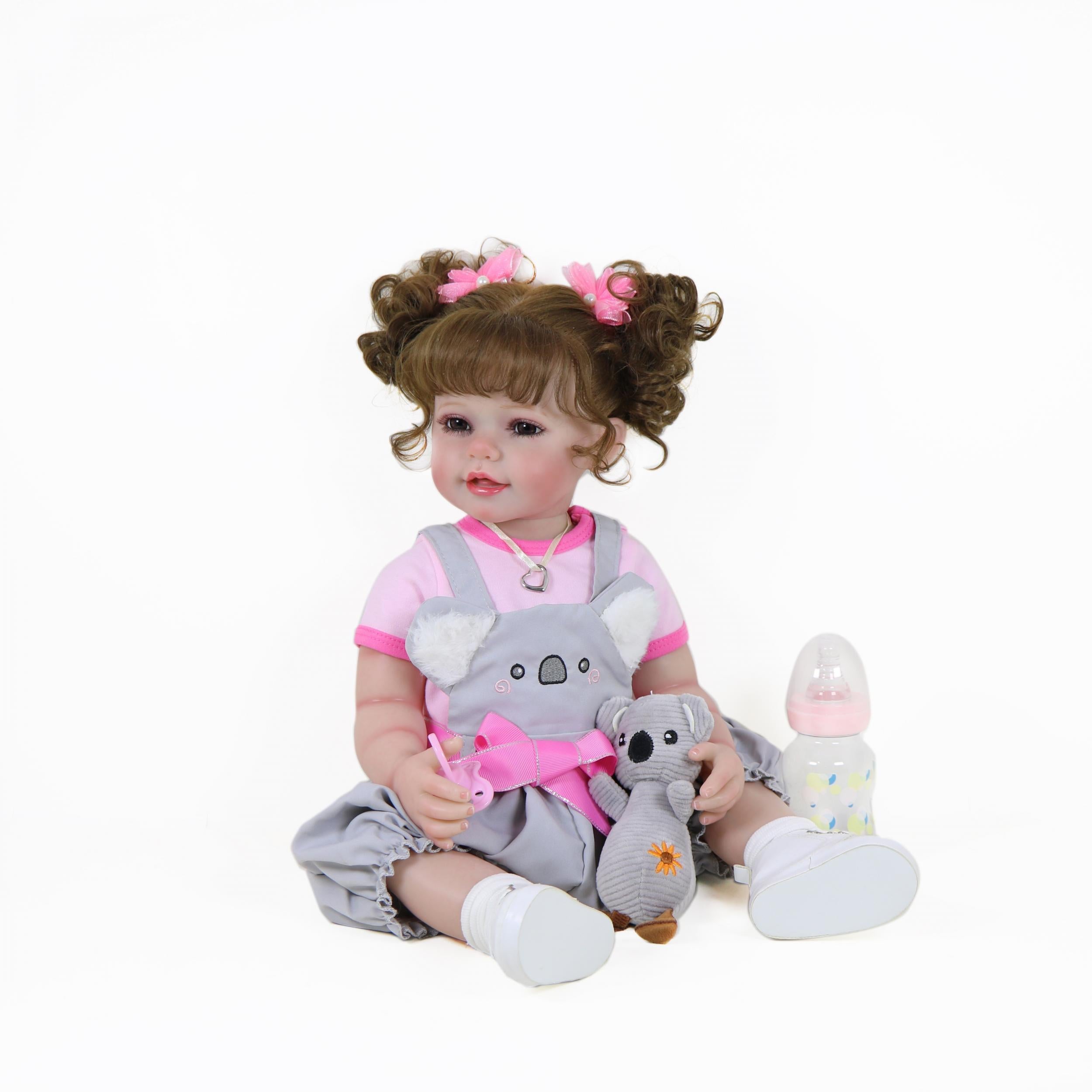 Reborn Toddler Girl Doll 55-88cm Full Vinyl with Rooted Hair & Koala Plush