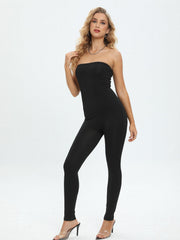 Sexy Tube Top Slim Jumpsuit Solid Sleeveless Bodycon Jumpsuit Women's Clothing