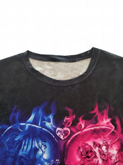 Skull Heart Pattern Print Men's Short Sleeve T-shirt