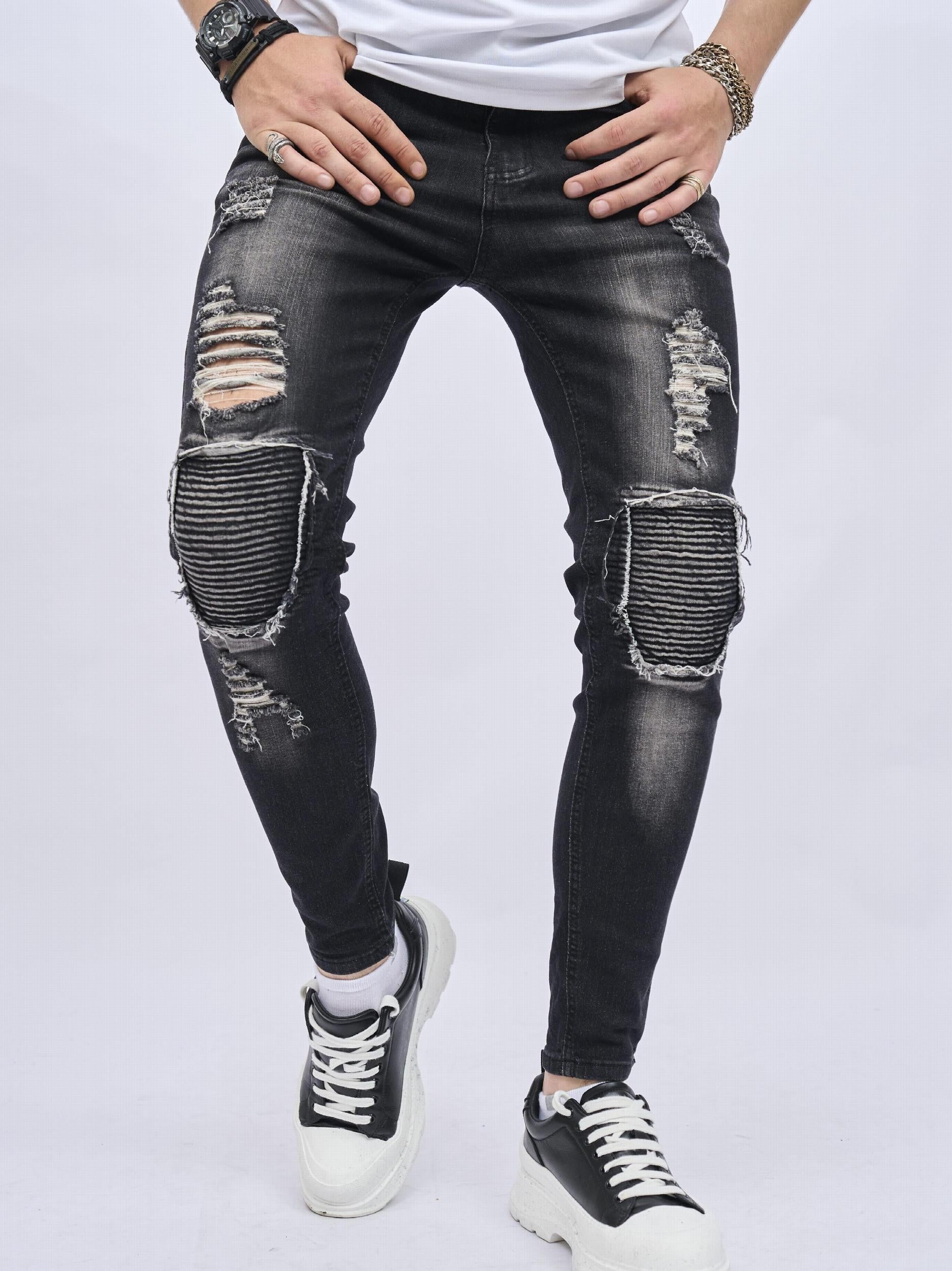 Men's Knee Ripped Hip Hop Style Skinny Jeans