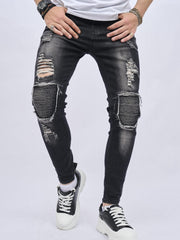 Men's Knee Ripped Hip Hop Style Skinny Jeans