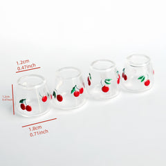 4pcs Glass Cups with Floral Patterns for Dollhouse Kitchen