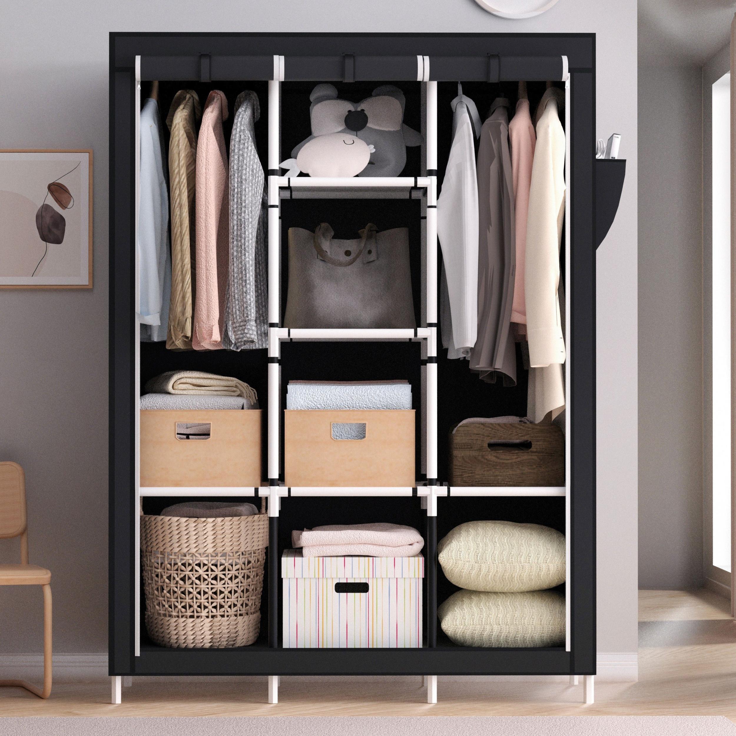 1pc Carbon Steel Wardrobe Household Bedroom Cloth Wardrobe Modern Storage Rack