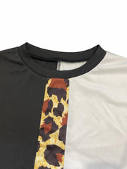 Women's Plus Colorblock Leopard Print Top & Pants Set