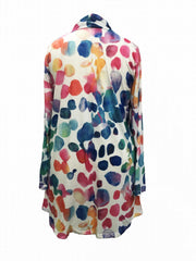 Ombre Dot Print Long Sleeve Open Front Cardigan