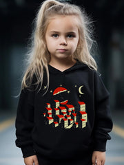 Umbrella Pattern Long Sleeve Hooded Sweatshirt Girls Comfy Hoodies Pullover