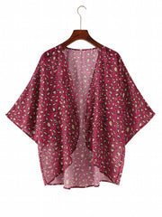 Leopard Print Beachwear Cardigan V Neck Cover Up Shirt