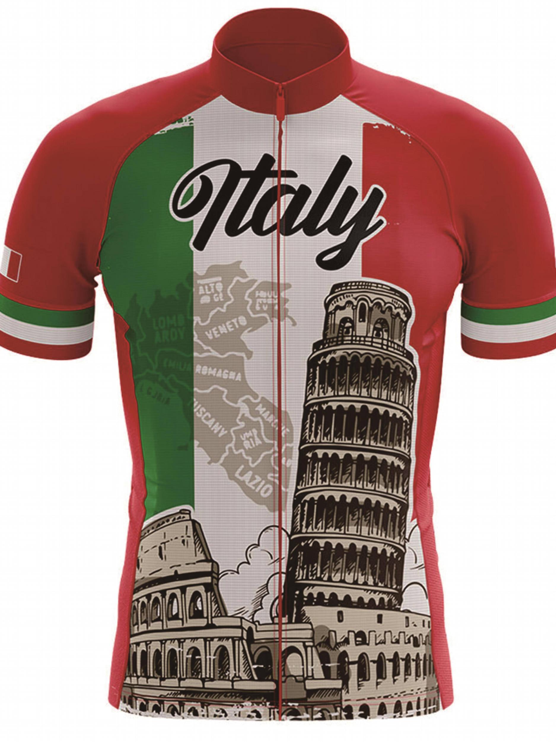 Italia Men's Cycling Jersey - Quick Dry Short Sleeve Shirt