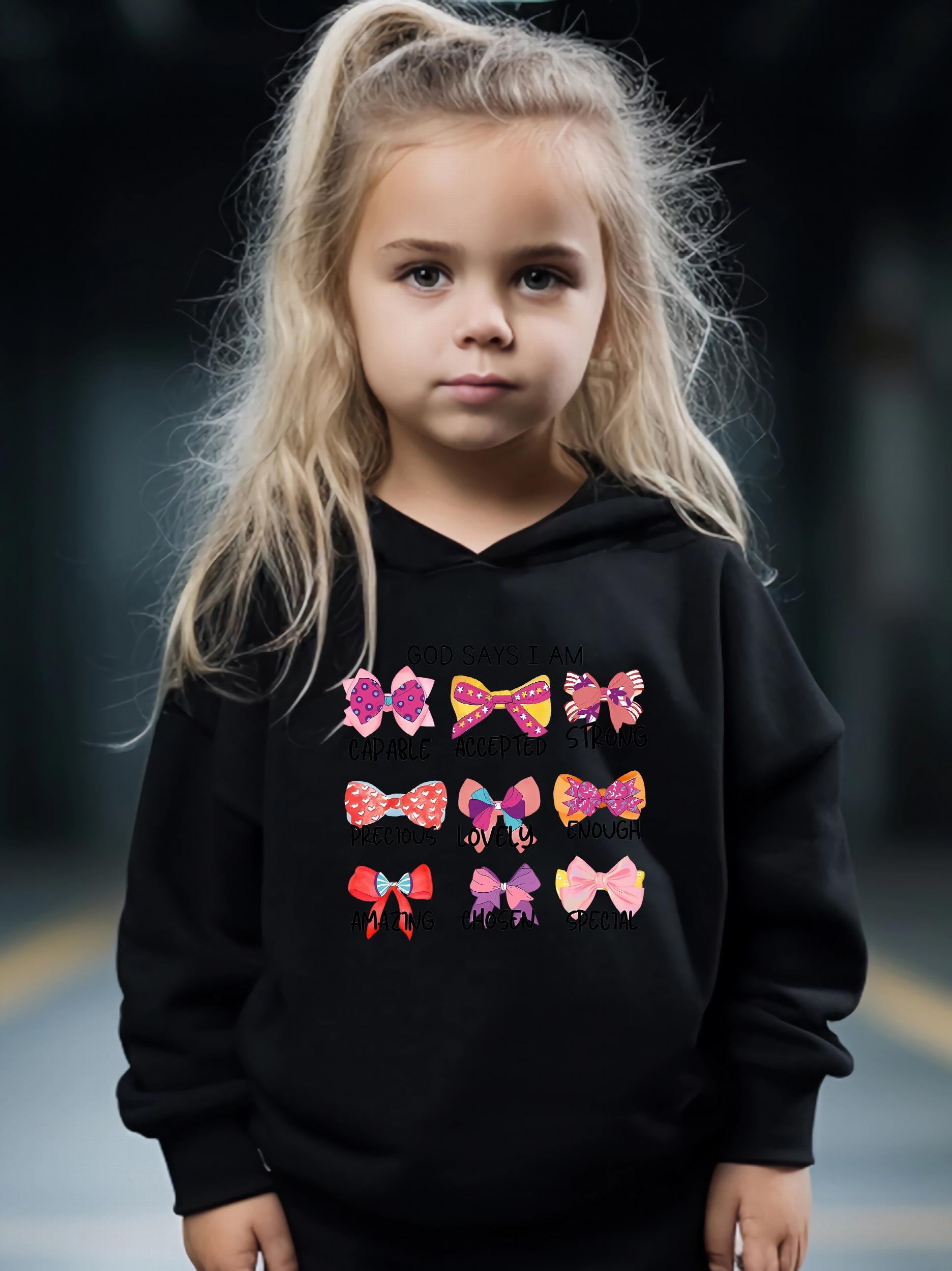 Bow & GOD SAYS I AM Pattern 2pcs Activewear Sets For Girls