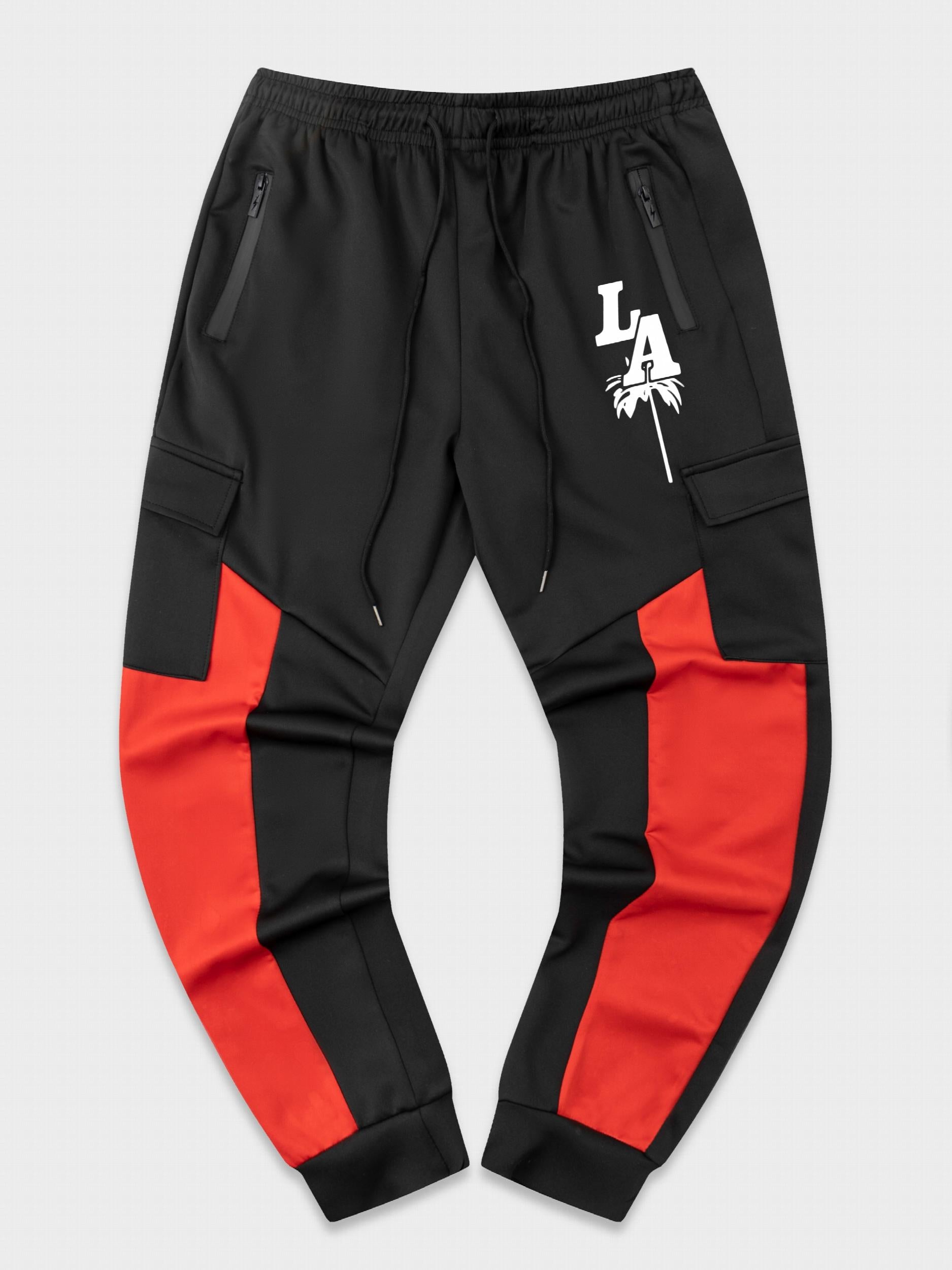 Men's Block Cargo Pants Flap Pocket Drawstring Jogger