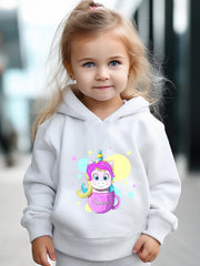 Girls Unicorn Pattern Hoodie Sweatshirt & Solid Sweatpants Set