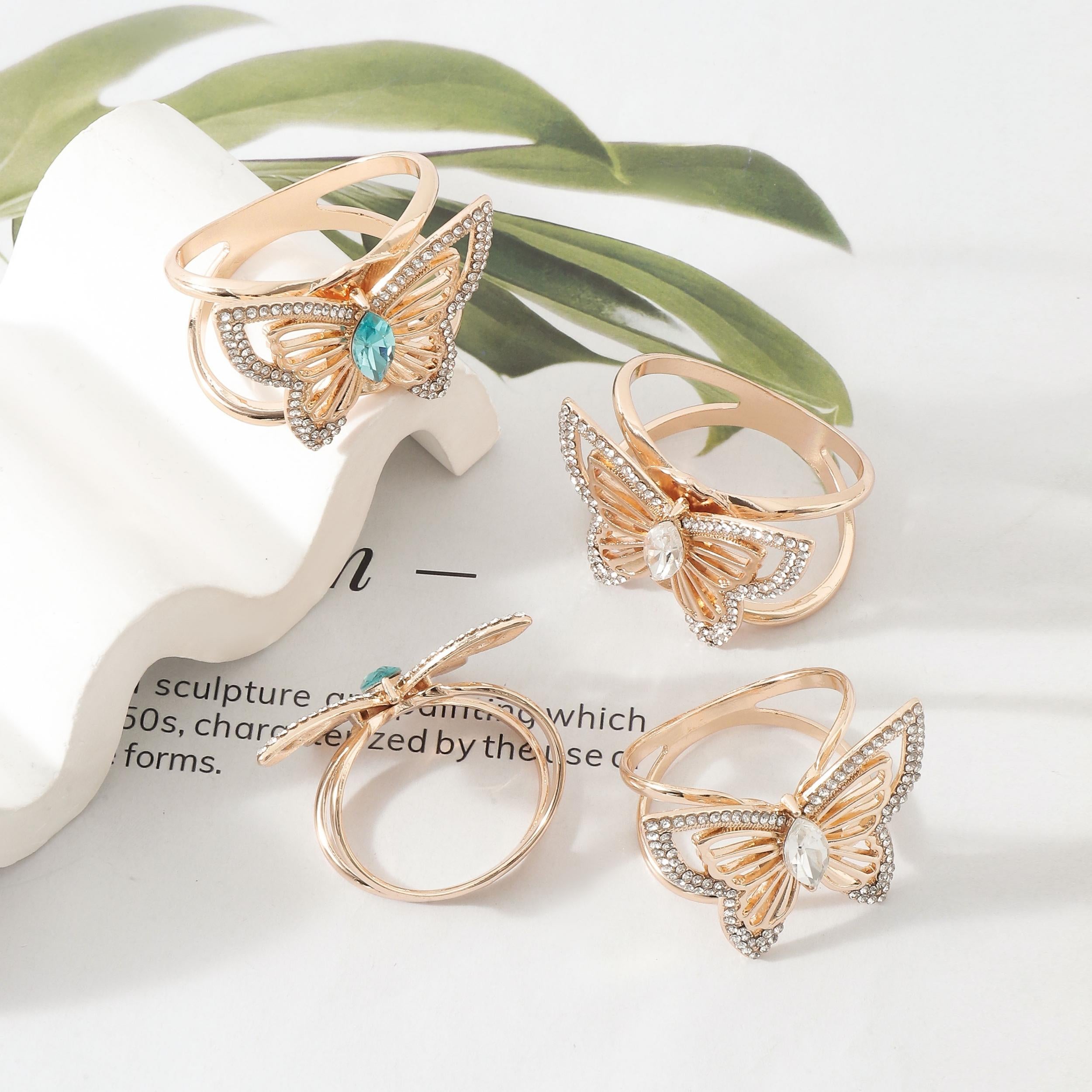 Scarf Ring Clip Rhinestone Butterfly Wrap Holder
