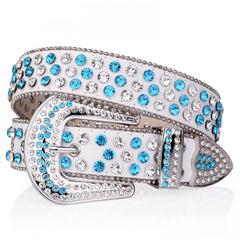 Silvery & PU Belt Block Rhinestone Decor Y2K Belt Hip Hop Jeans Pants Belt