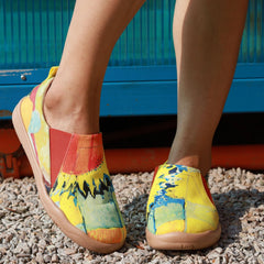 Sun Printed Canvas Slip On Flat Shoes for Women