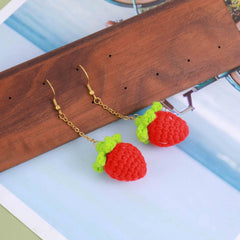Strawberry Braided Earrings Stainless Steel Women