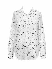Dot Print Button Up Long Sleeve Blouse