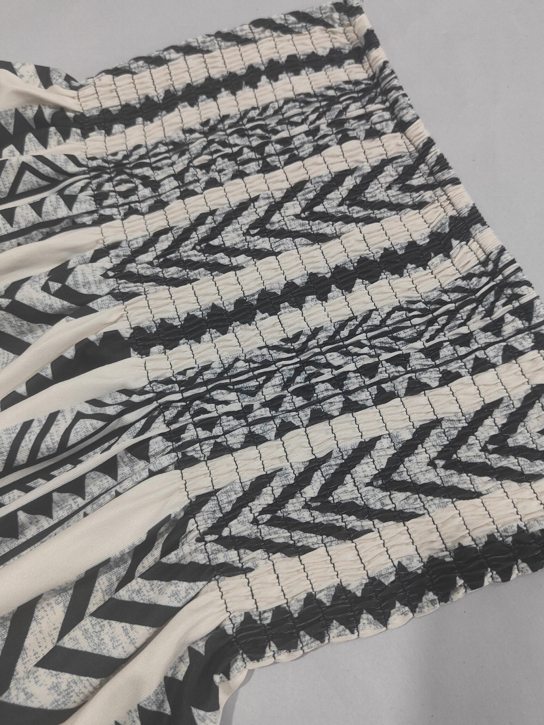 Geometric Print Shirred Tube Top Bandeau Top Women's Clothing