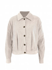 Solid Button Front Jacket Casual Collar Long Sleeve Outerwear