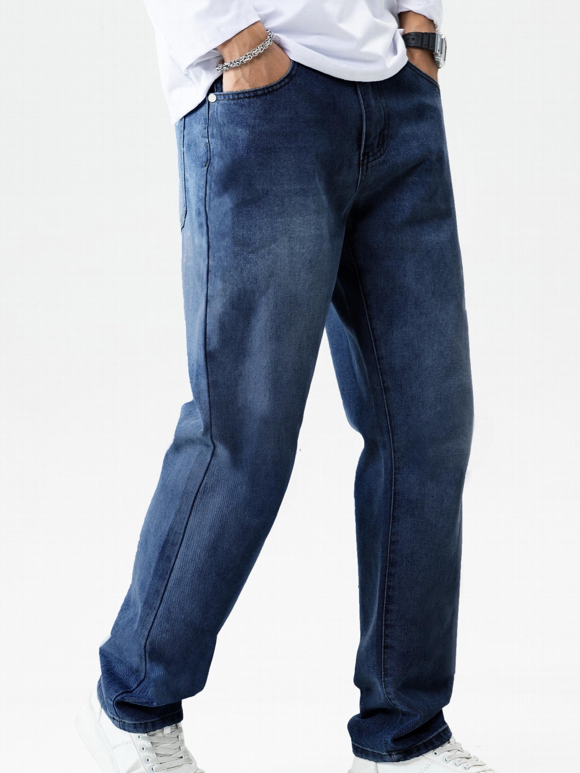 Men's Solid Denim Pants for Spring Summer