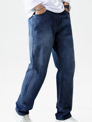 Men's Solid Denim Pants for Spring Summer