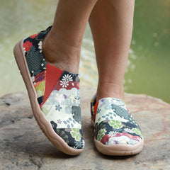Floral Print Canvas Slip On Walking Shoes Soft Sole Casual Flat