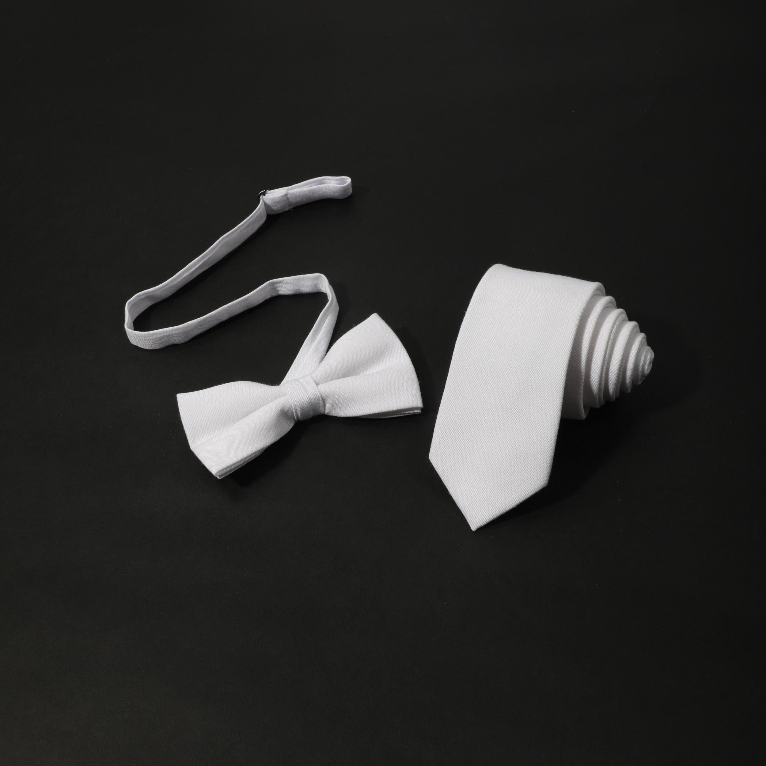 Men's Solid Necktie Bow Tie Set For Business Wedding Party Wear