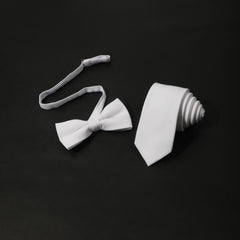 Men's Solid Necktie Bow Tie Set For Business Wedding Party Wear