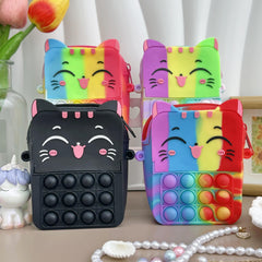Girls Silicone Cat Messenger Bag Coin Purse Educational Toy Bag
