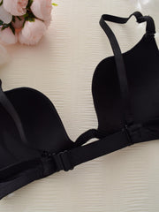 Comfy Plunge Bra Solid Scoop Breathable Lingerie